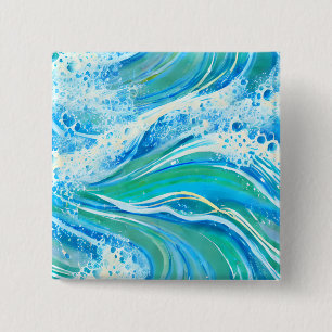 Blue Water Ocean Sea Waves 15 Cm Square Badge