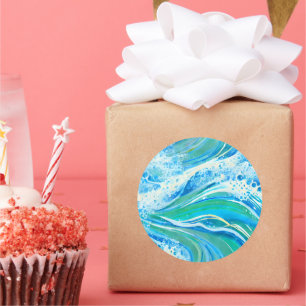 Blue Water Ocean Sea Waves Classic Round Sticker