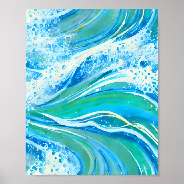 Blue Water Ocean Sea Waves   Poster (Front)
