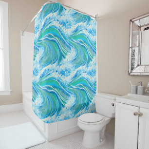 Blue Water Ocean Sea Waves Shower Curtain