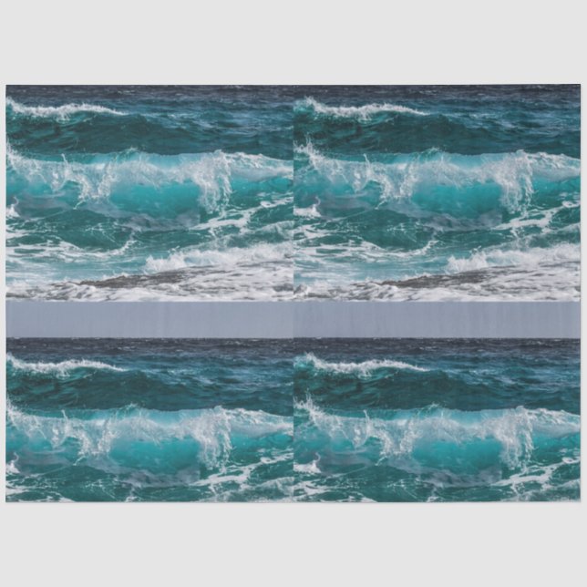 Blue Water Ocean Waves Tissue Paper (Front)