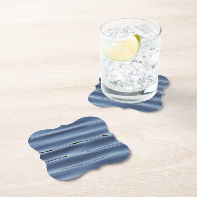 Blue water pattern paper coaster (Insitu)