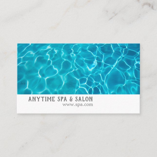 blue water photo design custom business card (Front)