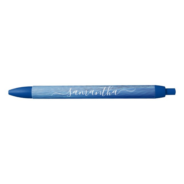 Blue Water Photo Girly Signature Name Ink Pen (Front)