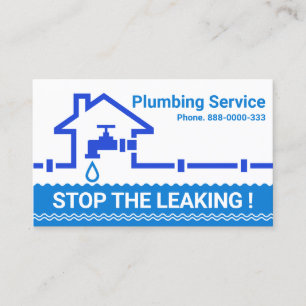 Blue Water Pipeline Leaking Home Faucet Business Card