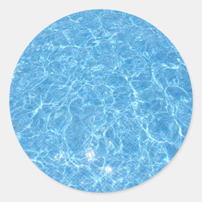 Blue Water Pool Elegant Trendy Blank Template Classic Round Sticker (Front)