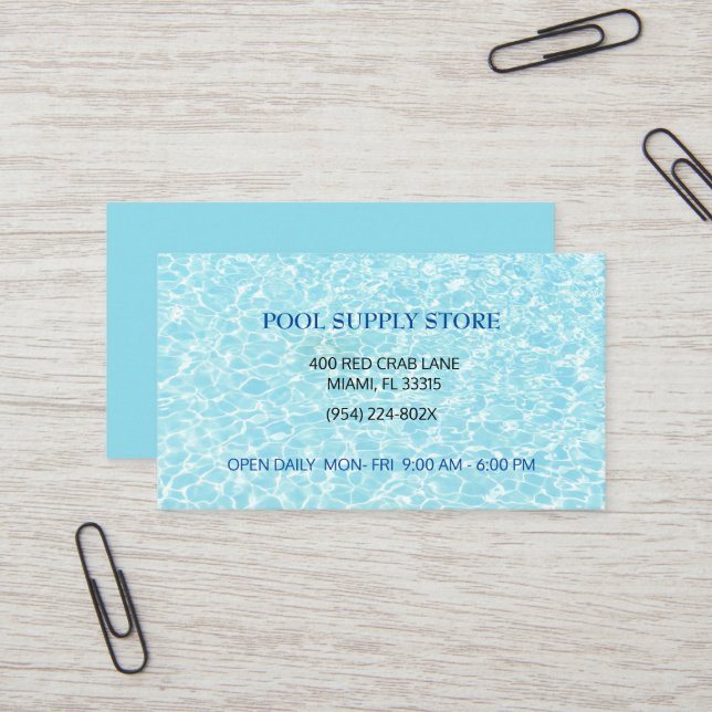 Blue Water Pool supply store/ pool repair  Business Card (Front/Back In Situ)