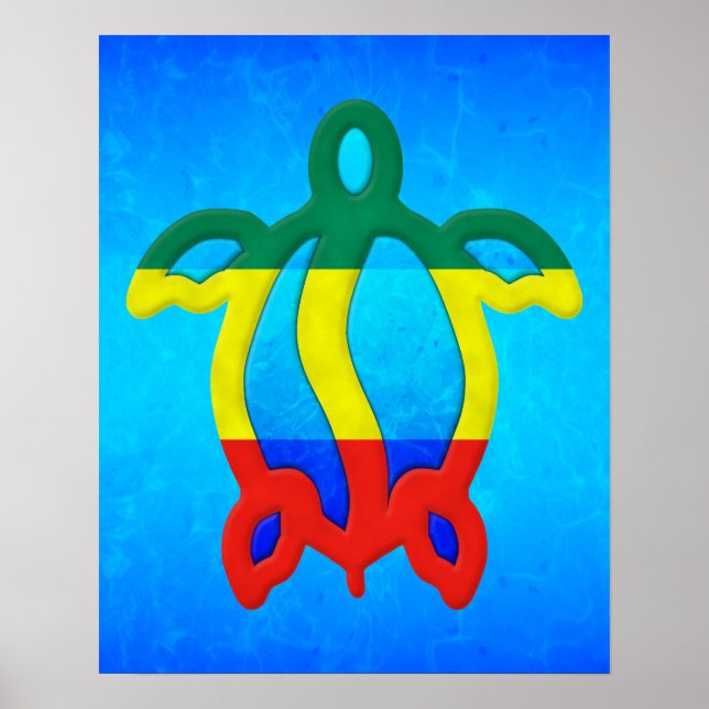 Blue Water Rasta Honu Poster (Front)