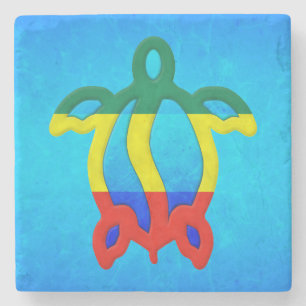 Blue Water Rasta Honu Stone Coaster