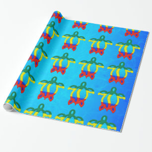 Blue Water Rasta Honu Wrapping Paper