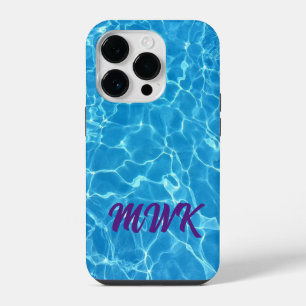 Blue Water Reflections Monogram iPhone 14 Pro Case