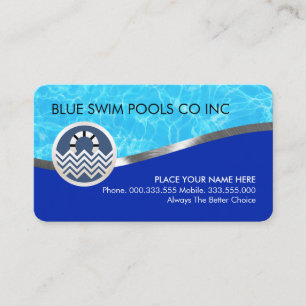 Blue Water Silver Pool Lining Business Card