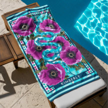 Blue Water Snake & Pink Flowers Pool Custom