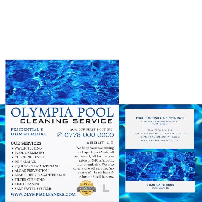 Blue Water, Swimming Pool Cleaner Business Card (Creator Uploaded)