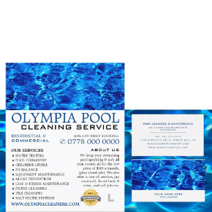Blue Water, Swimming Pool Cleaning Advertising Flyer