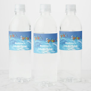 Blue Water Swimming Pool Party  Bottle Label