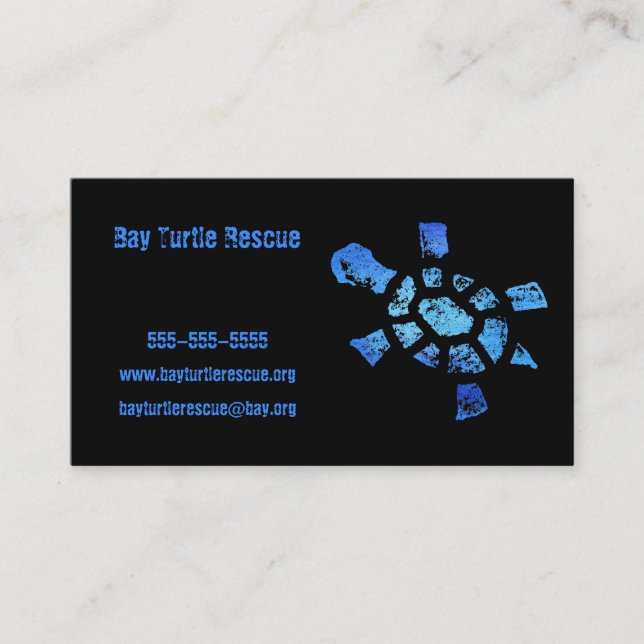 Blue Water Turtle Rescue Business Card (Front)