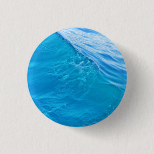 Blue water wave 3 cm round badge