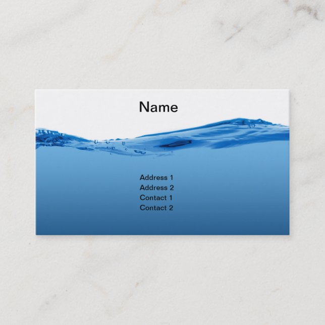 Blue water wave business card (Front)