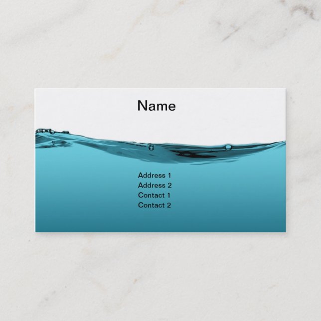 Blue water wave business card (Front)