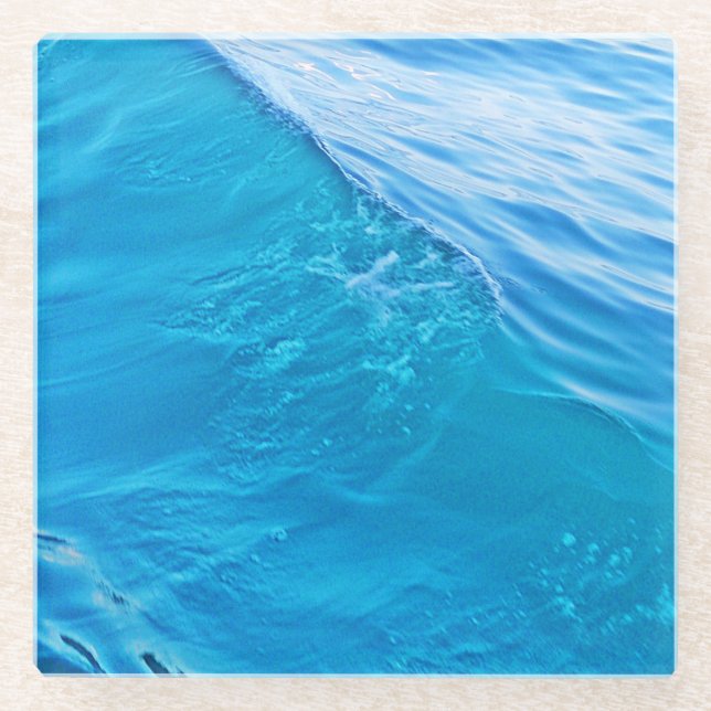Blue water wave glass coaster (Front)