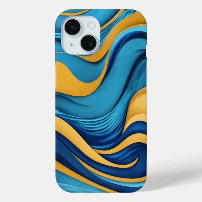 Blue Water Wave Pattern iPhone Case – Flowing Eleg (Back)