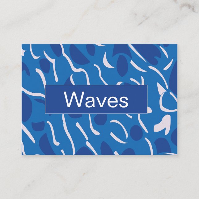 Blue Water Waves Abstract Pattern Business Card (Front)