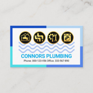 Blue Water Waves Frame Plumbing Business Card