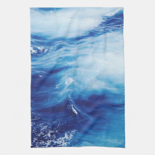 Blue Water Waves in Ocean Tea Towel