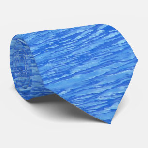 Blue Water Waves Pattern Tie