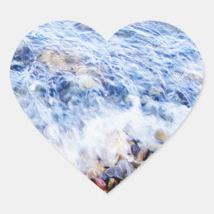 Blue water waving heart sticker