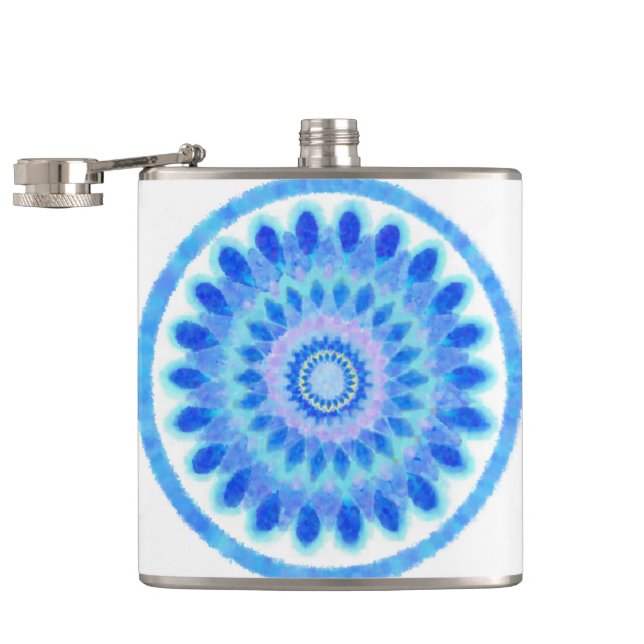 Blue Water Wheel Hip Flask (Opened)