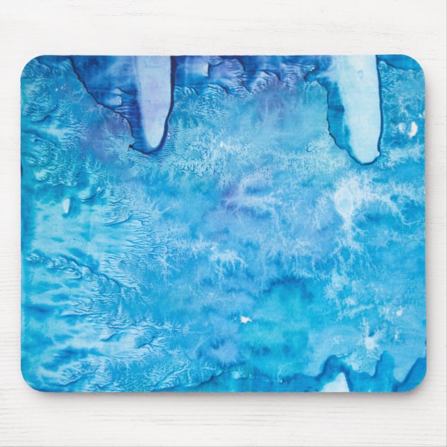 blue watercolor abstract mouse pad (Front)