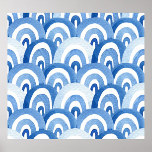 Blue Watercolor: Abstract Sea Waves Poster