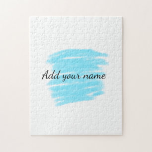 Blue watercolor add name text message here throw jigsaw puzzle