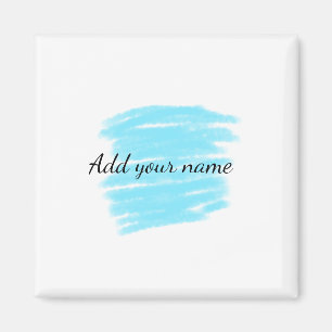 Blue watercolor add name text message here throw magnet