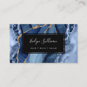 blue watercolor agate business card