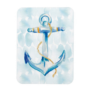 Blue Watercolor Anchor Magnet