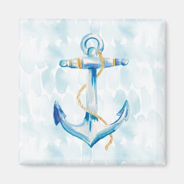 Blue Watercolor Anchor Magnet (Front)