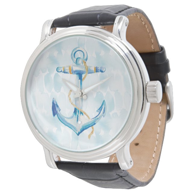 Blue Watercolor Anchor Watch (Angled)