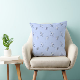 Blue Watercolor Baby Bear & Porcupine Pillow