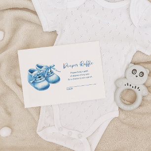Blue Watercolor Baby Bootie Shower Diaper Raffle Enclosure Card