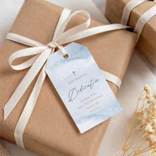 Blue Watercolor Baby Boy Dedication Favour Tag