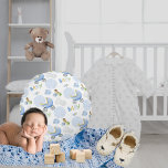 Blue Watercolor Baby Boy Nursery Decor Round Cushion<br><div class="desc">Sweet baby boy round nursery decorative pillow.  So sweet to mix and match with other similar patterns available in our shop.  Baby blocks,  baby carriages and other cute items to do with babies are the pattern. Perfect for that special baby boy shower gift too.</div>
