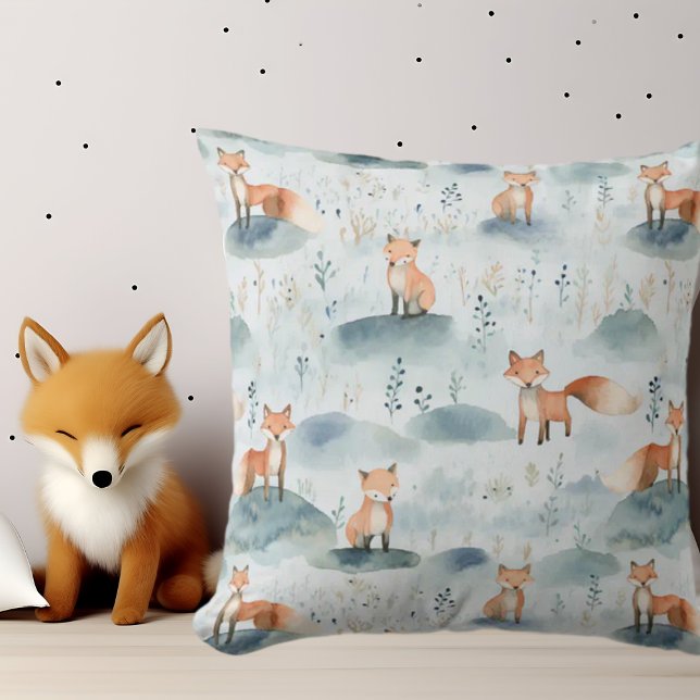 Blue Watercolor Baby Fox  Cushion (Creator Uploaded)