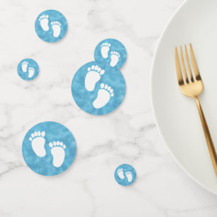 Blue Watercolor Baby Shower Foot Print Confetti