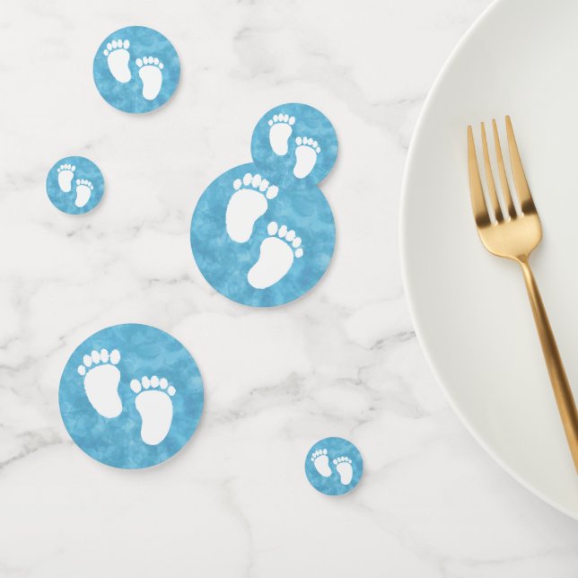 Blue Watercolor Baby Shower Foot Print Confetti (Group)