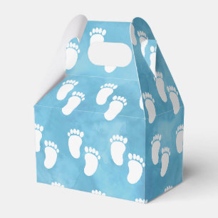 Blue Watercolor Baby Shower Footprint Pattern Favour Box