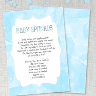 Blue Watercolor Baby Sprinkle / boy baby shower Invitation