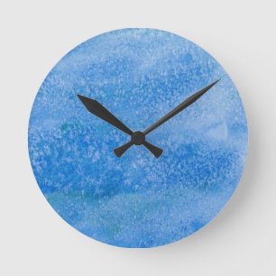Blue Watercolor Background Round Clock